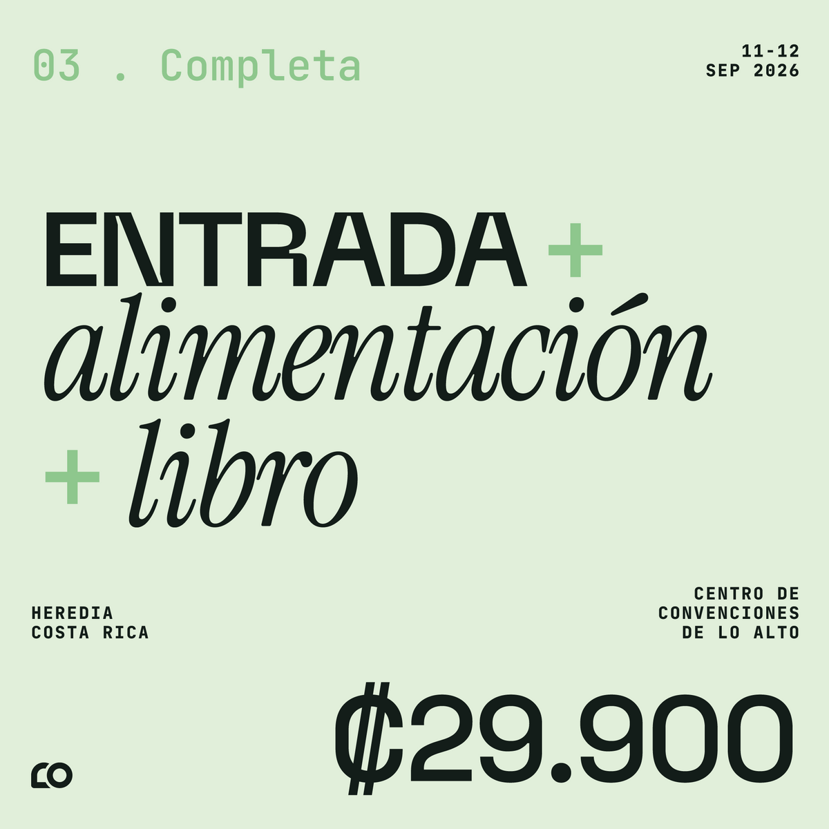 Entrada General + Alimentación (3 tiempos) + Libro